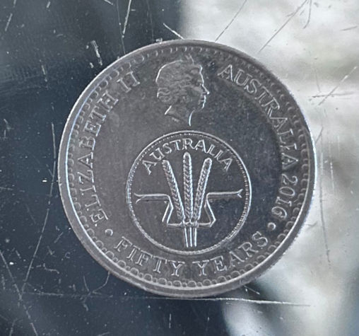2016 Australian 10 cent coin 50th anniversary commemorative side