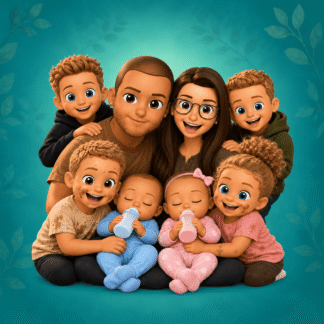 Jays n Dees Family Portrait cartoon style